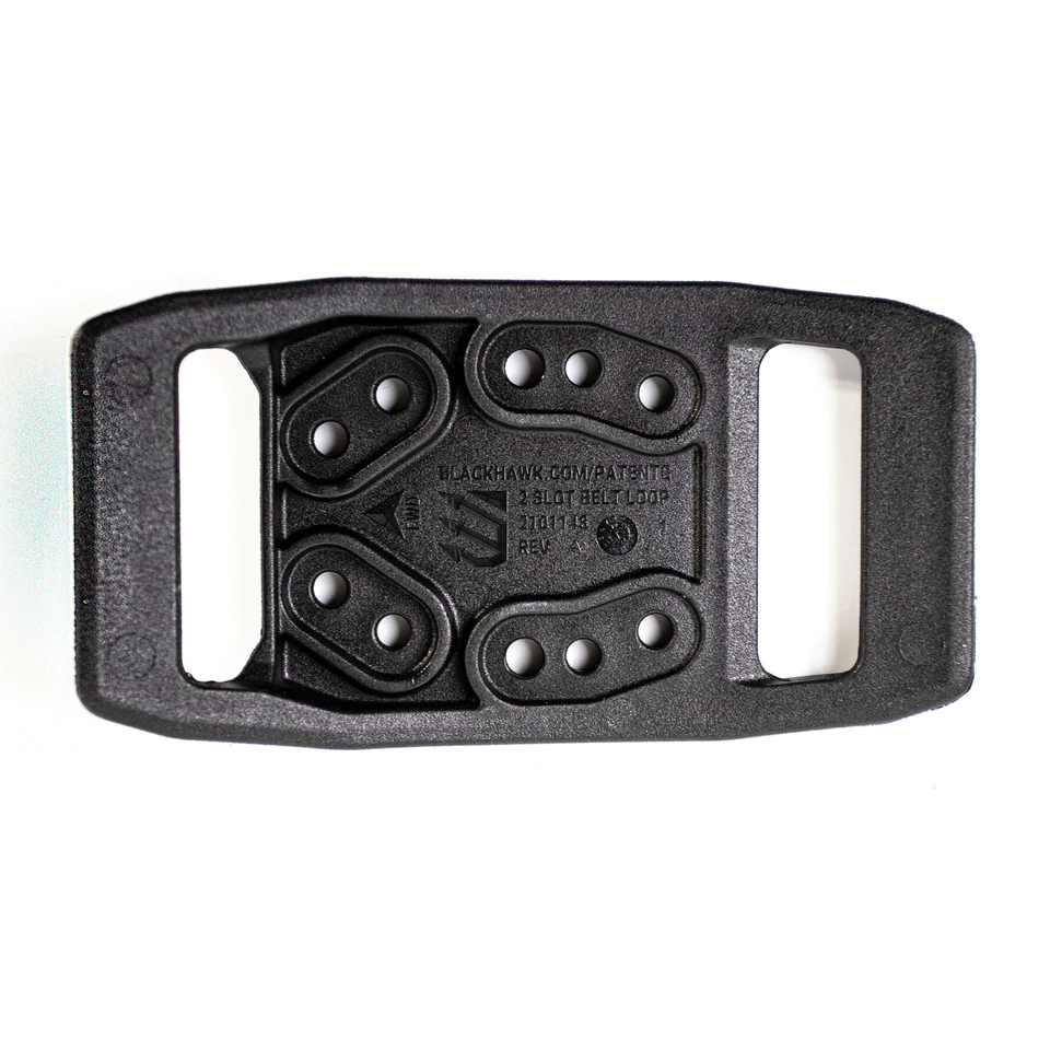 BLACKHAWK! T-Series Black 2-Slot belt loop, designed for injection molded holsters, durable and ambidextrous.